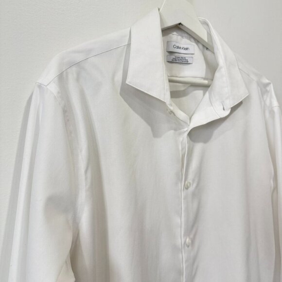 Calvin Klein Extreme Slim Fit White Tailored Button-Up Shirt Size 17.5 - Picture 4 of 17
